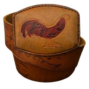Vintage Express Rooster Leather Belt